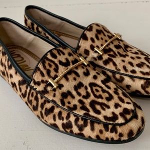 Sam Edelman leopard cow hair loafers Size 5 EXC